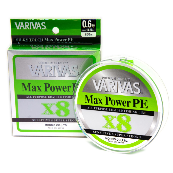 Шнур Varivas Max Power PE X8 Lime Green 200m 10.8kg 0.185mm #1.2 (VA 13514)