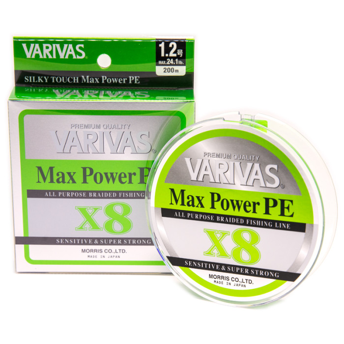 Шнур Varivas Max Power PE X8 Lime Green 200m 10.8kg 0.185mm #1.2 (VA 13514)