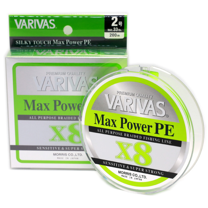 Шнур Varivas Max Power PE X8 Lime Green 200m 10.8kg 0.185mm #1.2 (VA 13514)