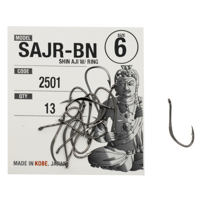 Крючки Fudo Shin Aji W/Ring Black 6 (13 шт.) (FHBN25016)