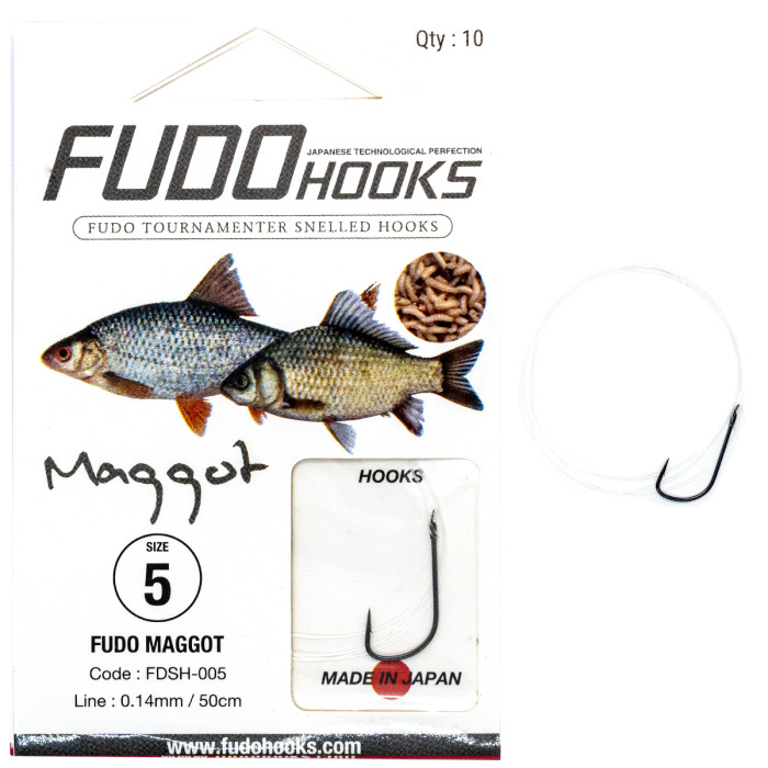 Крючки с поводками Fudo Maggot Black 5 0.14mm 50cm (10 шт.) (FHBNSH0055)