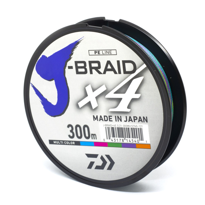 Шнур Daiwa J-Braid X4E 300m Multi Color 12.4kg 0.21mm #2.5 (12745-121)