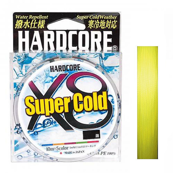Шнур Duel Hardcore Super Cold X8 150m Hi-Vis Yellow 12.0kg 0.19mm #1.2 (H4476-Y)