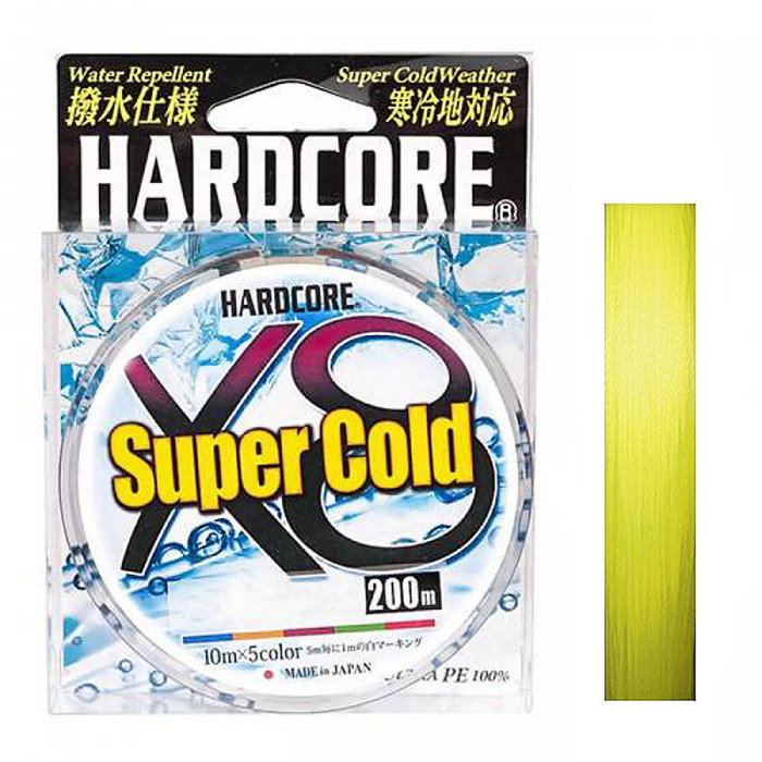 Шнур Duel Hardcore Super Cold X8 200m Hi-Vis Yellow 9.0kg 0.17mm #1.0 (H4481-Y)