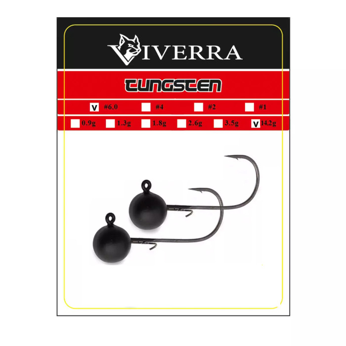 Джигголовка вольфрам Viverra 14,2g #6/0 Black (2шт) (12TBJ60)