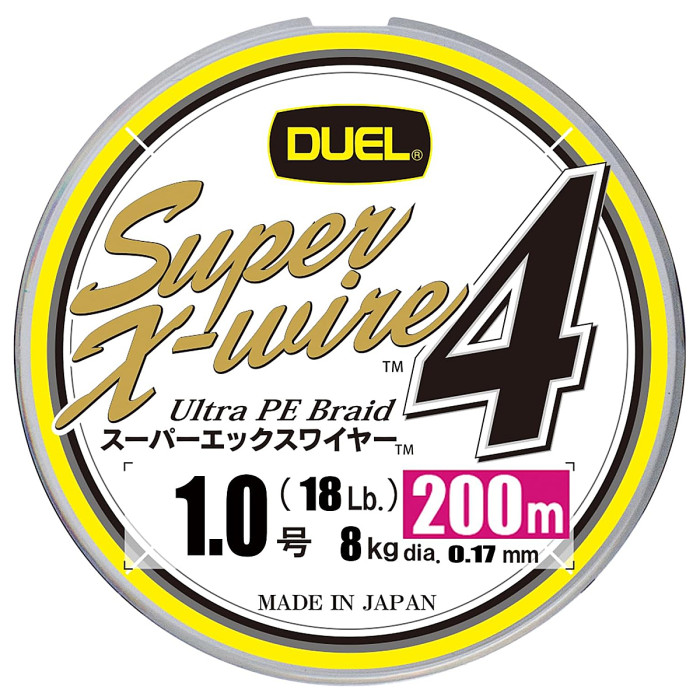 Шнур Duel Super X-Wire 4 200m 0.19mm 9kg 5Color Yellow Marking #1.2 (H3591N-5CR)