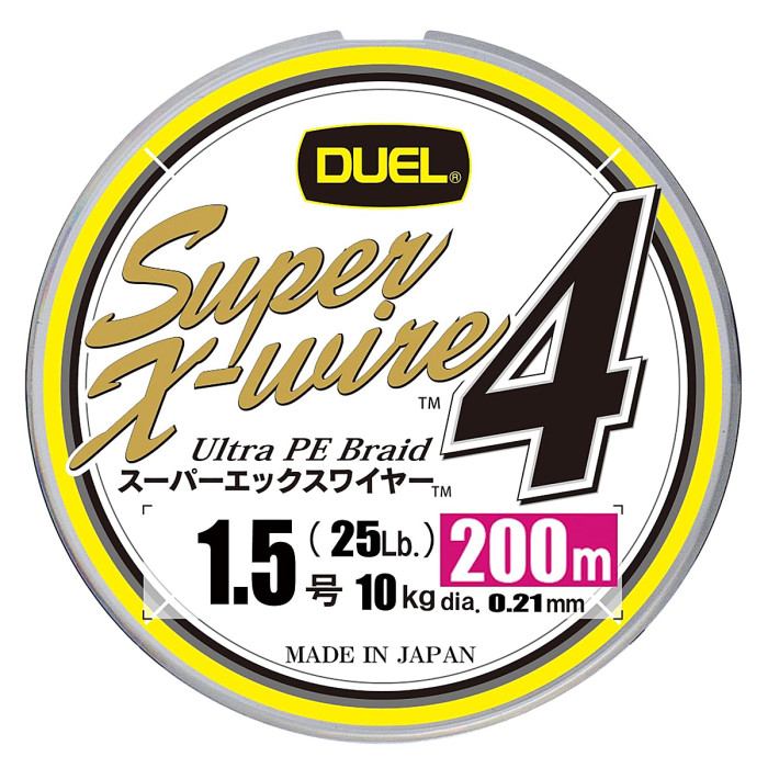 Шнур Duel Super X-Wire 4 200m 0.19mm 9kg 5Color Yellow Marking #1.2 (H3591N-5CR)