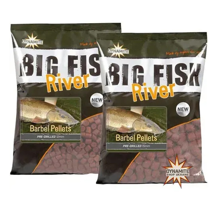 Пелетс Dynamite Baits Big Fish River Barbel Pre-Drilled 12mm 1.8kg (DY1375)