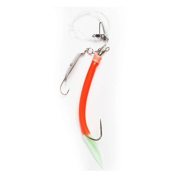 Морський монтаж Fladen Rubber Mac red lumi tail rig 12/0 2-hook (17-661200)
