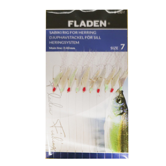 Морський монтаж Fladen Sabiki rig yellow/green. 7 hooks size 4. (17-1904)