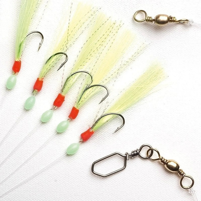 Морський монтаж Fladen Sabiki green & silver 5 hooks size 6 lin (17-1804-6)