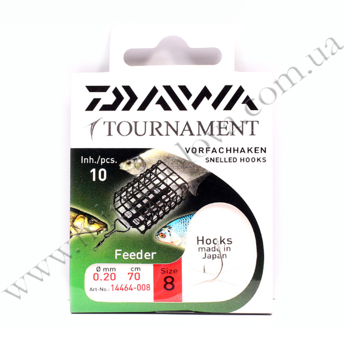 Гачки з повідцем Daiwa Tournament Feeder Hook #10 70см 0,2мм 10pcs (14464-010)