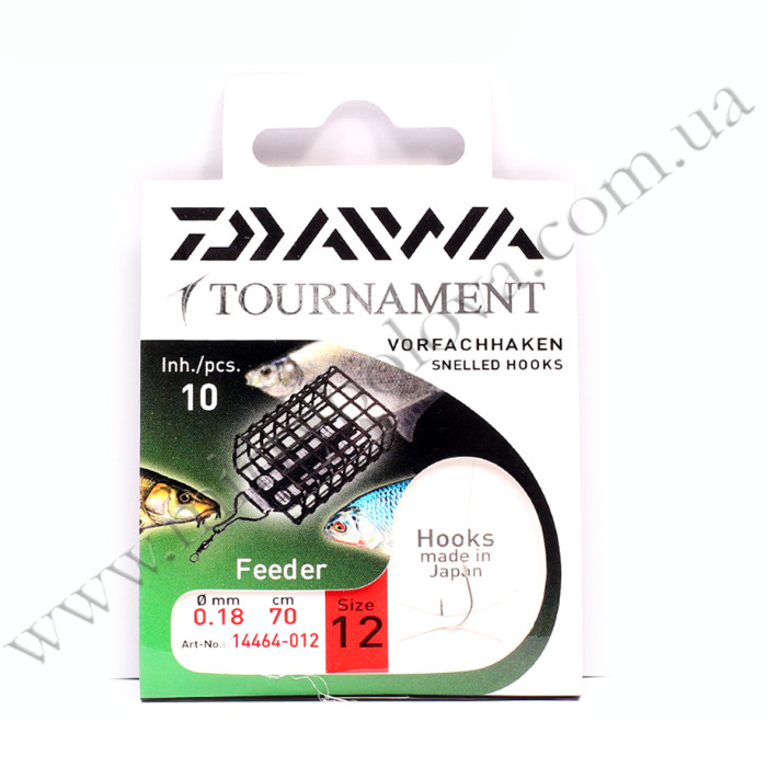 Гачки с повідцем Daiwa Tournament Feeder Hook #8 70cm 0.20mm 10pcs (14464-008)