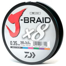 Шнур Daiwa J-Braid X8 300m Multi Color 36kg 0.35mm #6.0 (12755-135)