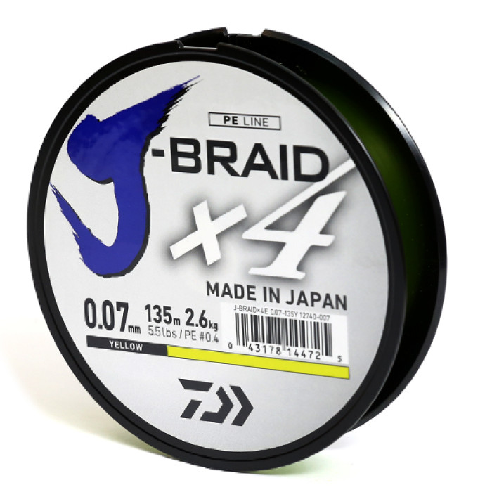 Шнур Daiwa J-Braid X4E 135m Yellow 10.2kg 0.19mm #2.0 (12740-019)