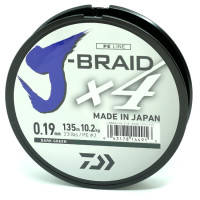 Шнур Daiwa J-Braid X4E 135m Dark Green 10.2kg 0.19mm #2.0 (12741-019)