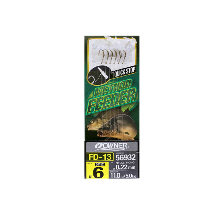 Гачок з повідцем Owner Method Feeder Quick Stop FD-13 №06 0.22мм