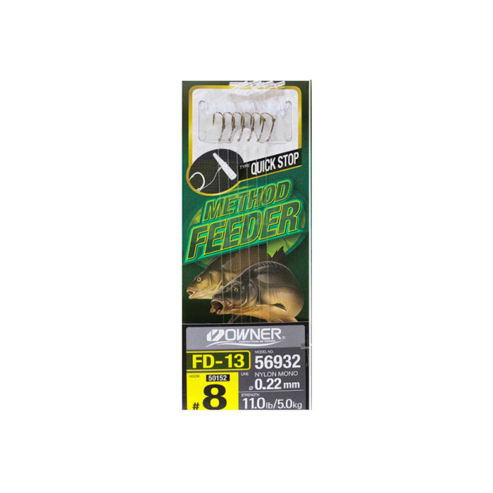 Гачок з повідцем Owner Method Feeder Quick Stop FD-13 №08 0.22мм