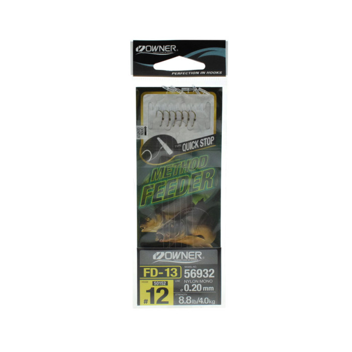 Крючок с поводком Owner Method Feeder Quick Stop FD-13 №10 0.20мм