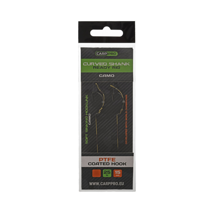 Готовий повідець Carp Pro Camo Hooklink 15см 15lb PTFE Curved Shank №10
