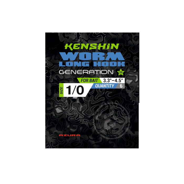 Гачки Azura Kenshin Worm Hook Long PTFE #1/0