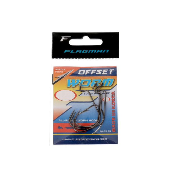 Гачки Flagman Worm Super Wide Gape Offset №2
