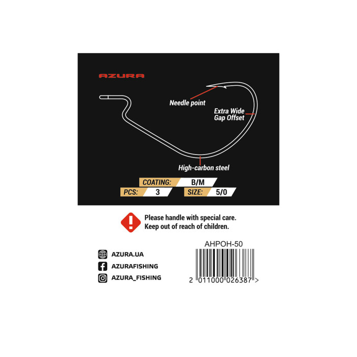 Гачки Azura Hammer Power Offset Hook #6/0