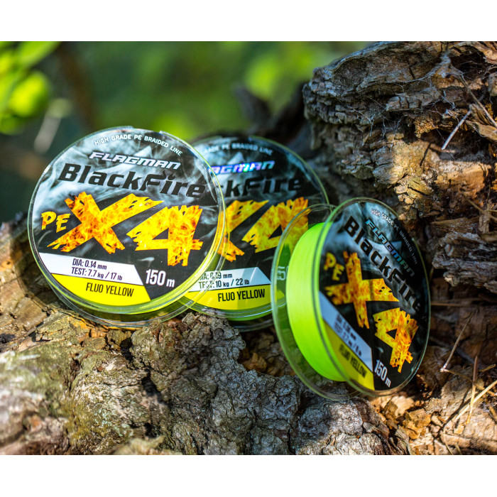 Шнур Flagman BlackFire PE X-4 150м 0.06мм Fluo Yellow