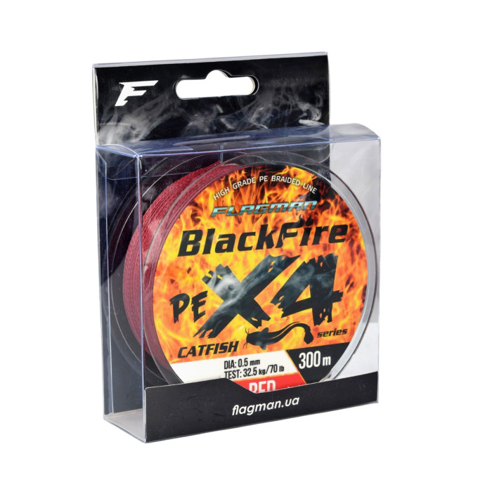 Шнур Flagman BlackFire Cat Fish PE X4 Red 300м 0.50мм