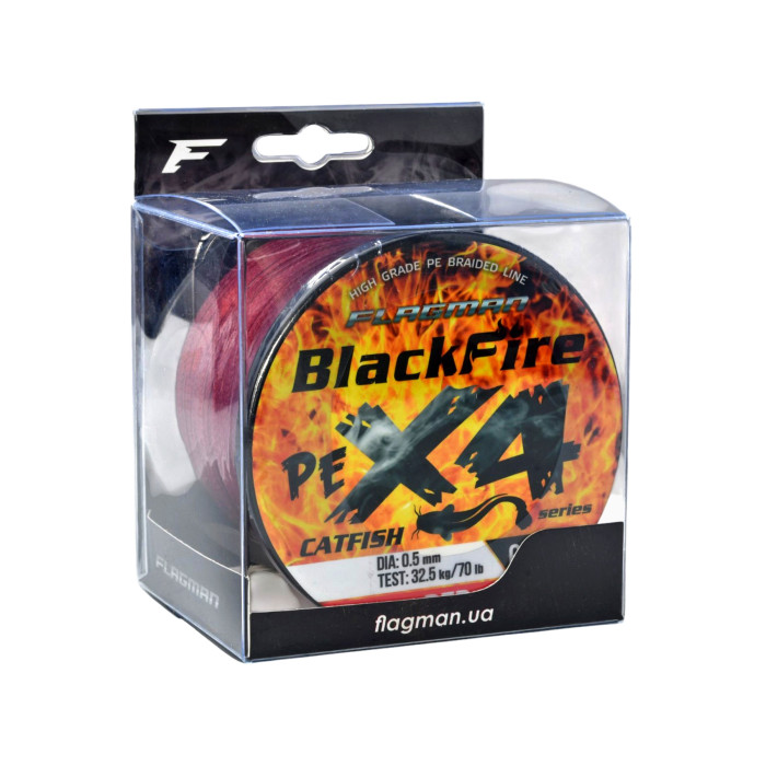 Шнур Flagman BlackFire Cat Fish PE X4 Red 600м 0.45мм