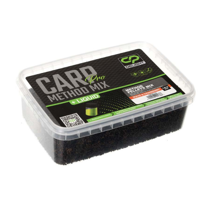 Прикормочний мікс Carp Pro Delight Method Pellets Mix 1.5/2мм Squid&Cranberry + Ліквід