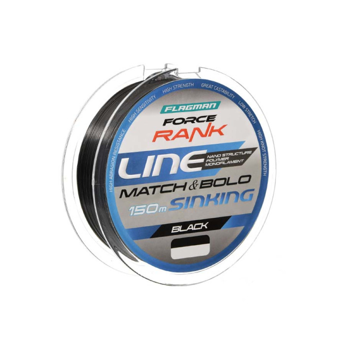 Леска Flagman Force Rank Bolo/Match Main Line Black 150м 0.18мм