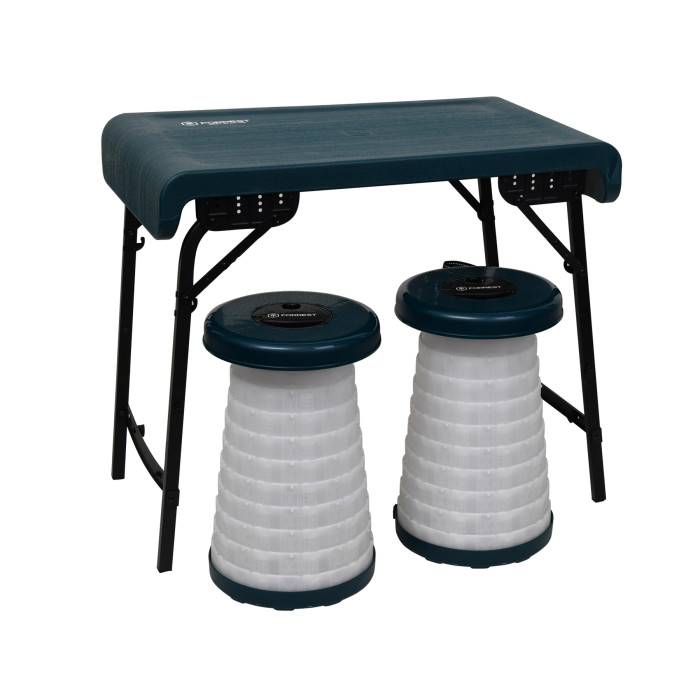 Стіл із двома стільцями Forrest Camper Set x 2 LED Compact Series Green
