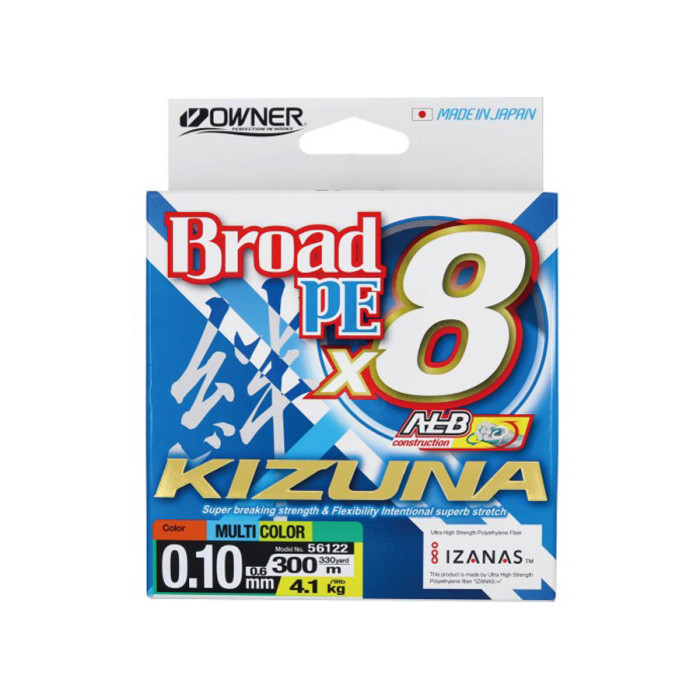 Шнур Owner Kizuna Broad PEx8 300м 0.10мм 4.1кг Multi Color