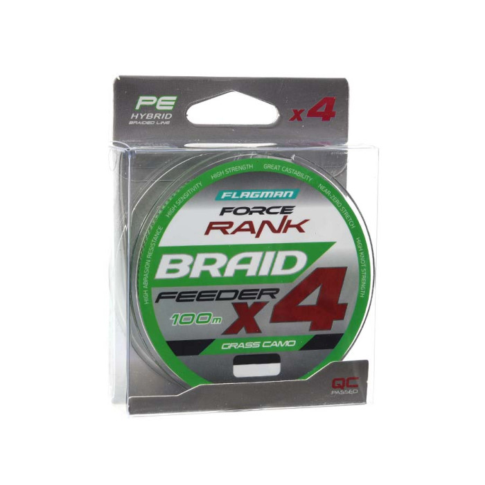 Шнур Flagman Force Rank Feeder Braid Х4 Grass Camo 100м 0.12мм
