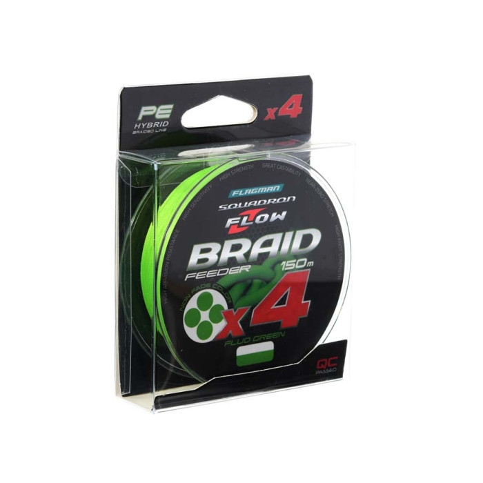 Шнур Flagman Squadron Flow Feeder Braid X4 Fluo Green 150м 0.12мм