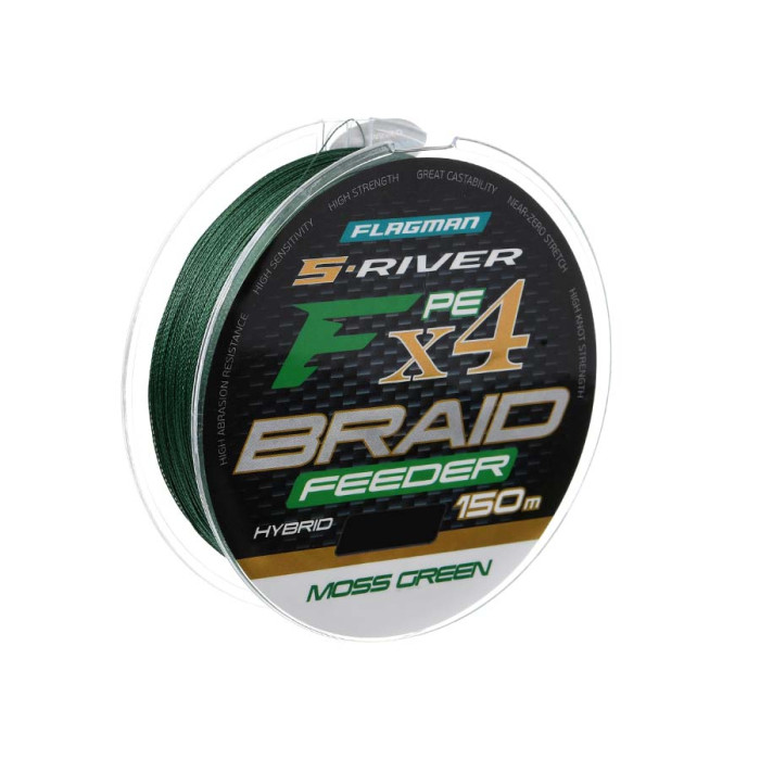 Шнур Flagman S-River PE Braid Hybrid F4 Feeder 150м Moss Green 0.20мм