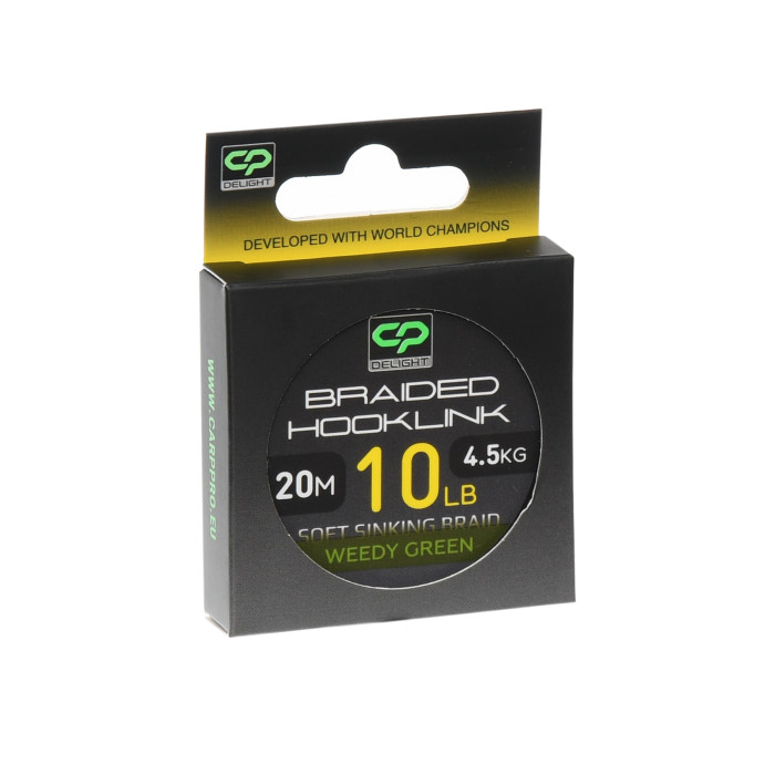 Повідцевий матеріал без оболонки Carp Pro Delight Soft Braided Hooklink Weedy Green 20м 10lb