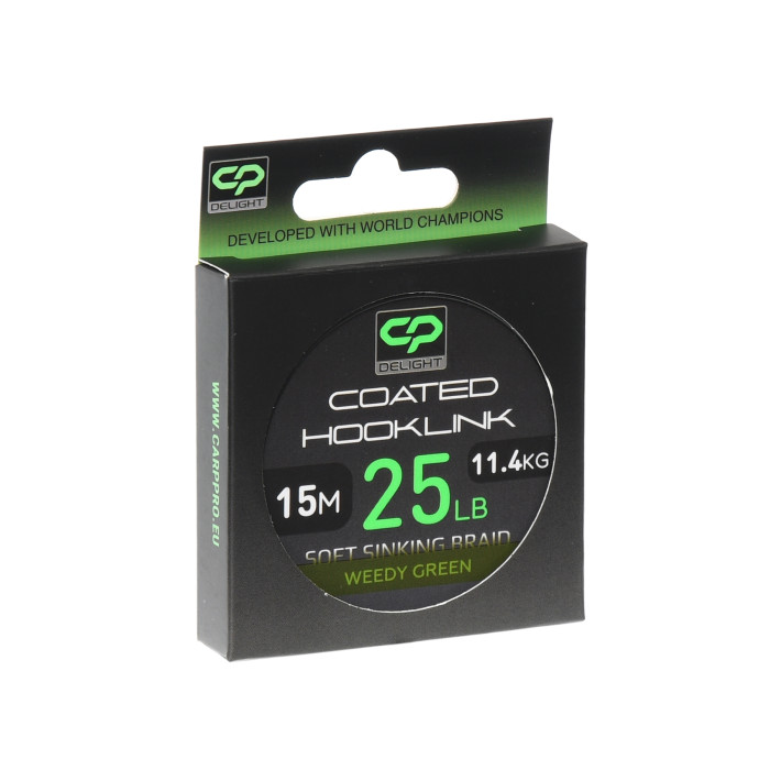 Повідцевий матеріал в оболонці Carp Pro Delight Soft Coated Hooklink Weedy Green 15м 25lb