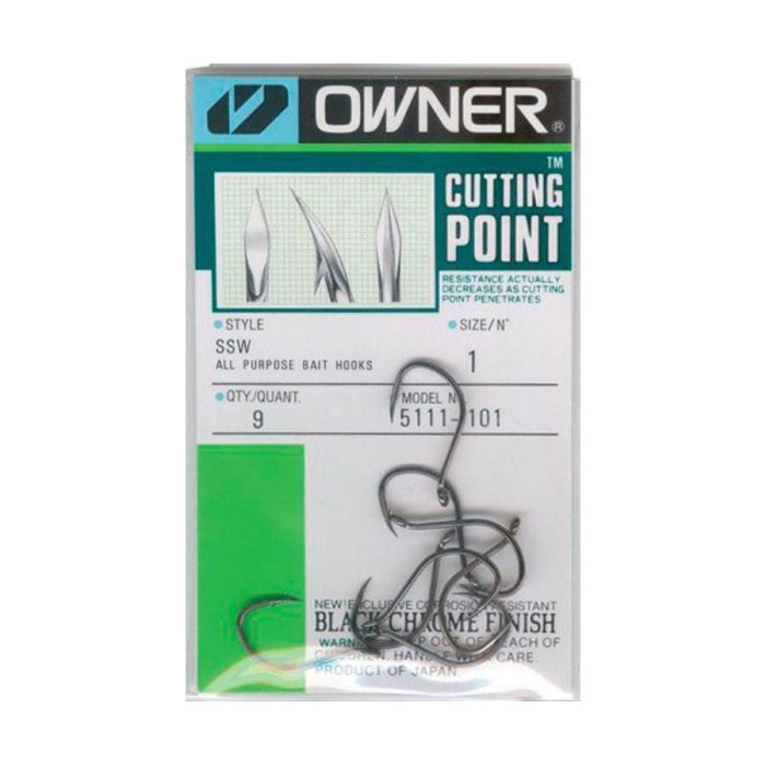Гачки Owner Cut SSW All Purpose Bait Hooks Black №02
